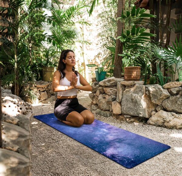 nuveti Printed Travel Yoga Mat-1/16 Inch Thick Non Slip Fitness Workout Mat with Carrying Bag, Foldable Lightweight Suede & Natural Rubber Yoga Mat for Yoga Pilates and Fitness 72" L x 24" W x 1.5mm