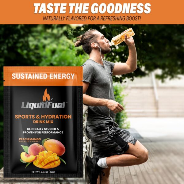 LiquidFuel Sports & Hydration Electrolyte Drink Mix | Electrolyte Powder Hydration Mix from Sugar Beets | Palatinose, Gluten Free, Vegan, Non-GMO Electrolytes Powder | 8 Individual Hydration Packets