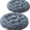 Codi Meditation Floor Pillow, Boho Pillows Seating for Adults and Kids, Large Cushion for Yoga Living Room Tatami Sitting, Memory Foam Added, 22x22 Inch Pack of 2, Round - Indigo Elephant