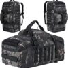 Gym Bag Duffle Bags Backpack Travel Duffel Bag with Weekend Overnight Bag for Outdoor,Tactical,Sports,Travel,Camping,Hunting (Black Camo, Large-27IN)