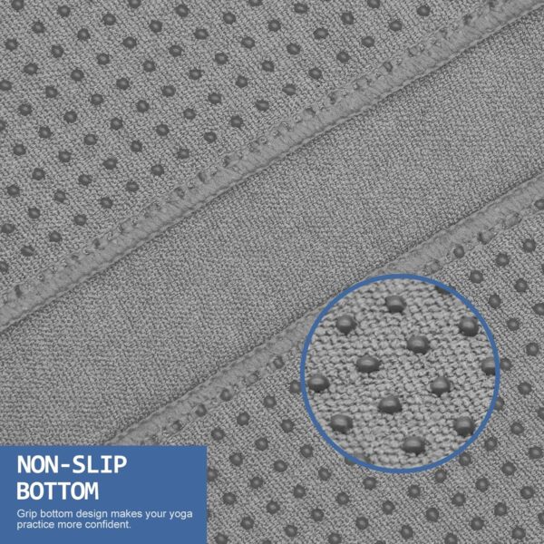 Eunzel Yoga Towel,Hot Yoga Mat Towel with Grip Dots Sweat Absorbent Non-Slip for Hot Yoga, Pilates and Workout 24" x72", Dark Gray
