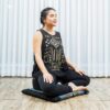 Leewadee Meditation Cushion Set – 1 Small Zafu Yoga Pillow and 1 Small Roll-Up Zabuton Mat Filled with Kapok