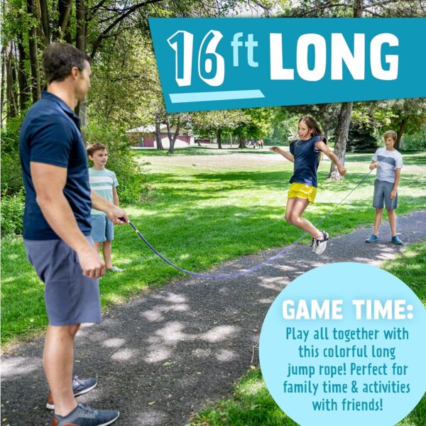 Just Jump It 16' Foot Single Jump Rope for Kids Women and Men - Active Outdoor Youth Fitness Excersing Equipment - Double Dutch Length Gym Accessories