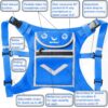 Blue Running Mini Backpack Vest for Men & Women – Reflective with 360° Hi-Viz, Holds Accessories, iPhone, Android, iPad Mini – Lightweight, Adjustable Gear for Fitness, Walking, Cycling, Hiking