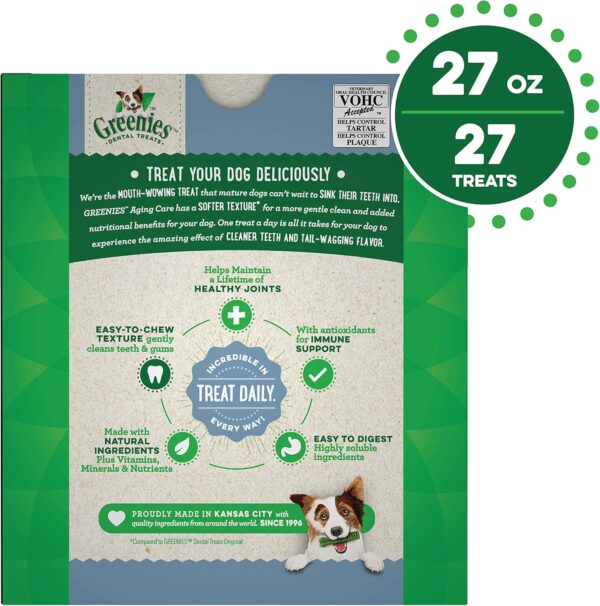 Greenies Aging Care Regular Natural Dental CareDog Treats, 27 oz. Pack (27 Treats)