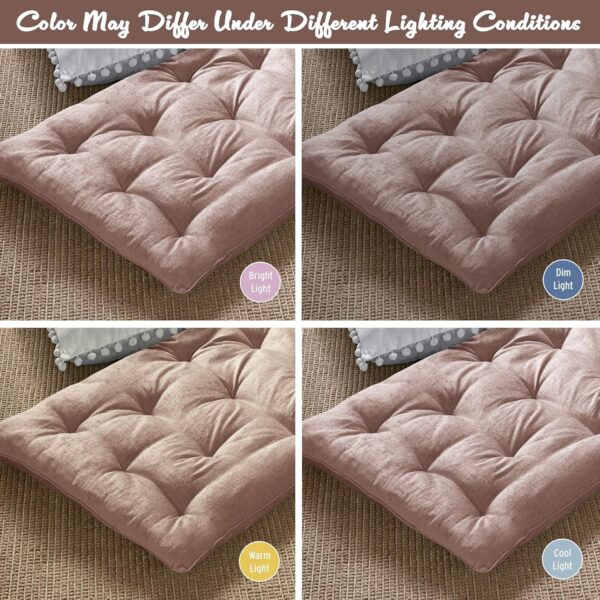 Intelligent Design Edelia Foldable Poly Chenille Light Weight Lounge Floor Pillow Cushion Tufted Seat for Meditation, Game Playing, Yoga, Reading with Travel Wrap, 27"W x 74"L, Blush