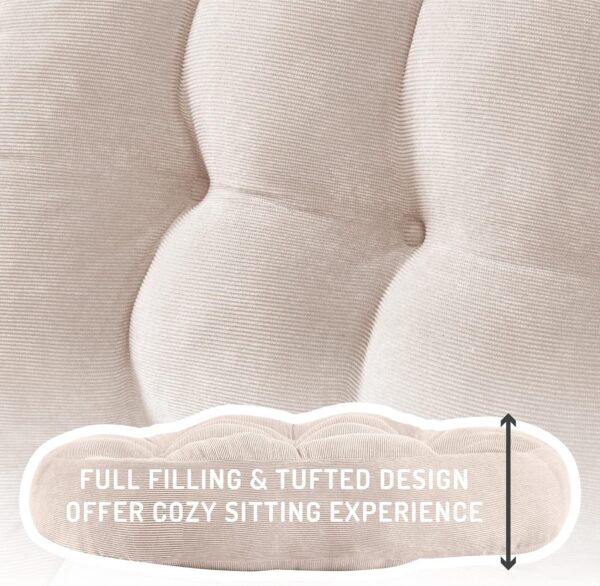 Degrees of Comfort Meditation Floor Pillow, Round Large Pillows Seating for Adults, Tufted Corduroy Cushion for Living Room Tatami, Beige 22 Inch