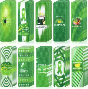 150 Pcs Mental Health Anxiety Stickers Mental Health Awareness Green Ribbon Relief Calm Stickers Sensory Stickers Gifts Adhesive Strips Anti Stress Toys for Teen School Office