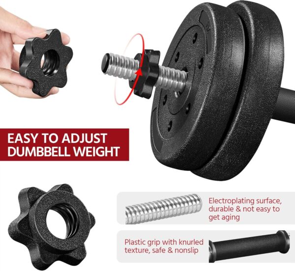 Yaheetech Adjustable Dumbbells Weight Set Dumbbell Weights Exercise & Fitness Equipment w/ 4 Spinlock Collars for Women & Men Home Gym Strength Training