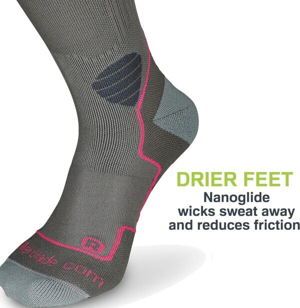 Rollerblade High Performance Women's Socks, Inline Skating, Multi Sport, Dark Grey and Pink