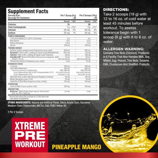 ALLMAX Nutrition - Impact Igniter Extreme Pre Workout Powder - with Citrulline Malate, Beta - Alanine, Caffeine, Taurine, and, Betaine anhydrous (Pineapple Mango)