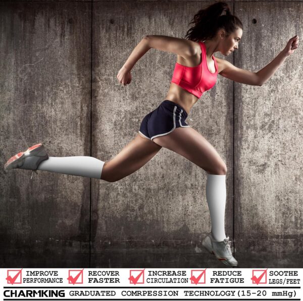 CHARMKING 3 Pairs Open Toe Compression Socks for Women & Men Circulation 15-20 mmHg is Best Support for All Day Wear
