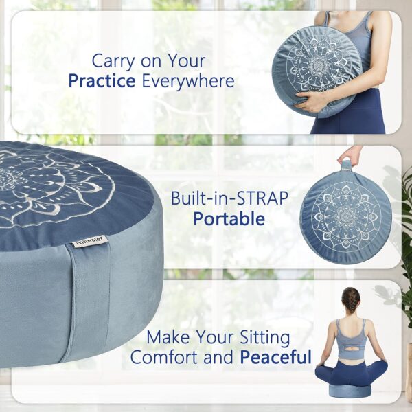 Hihealer Meditation Cushion - Large Velvet Zafu Floor Pillow for Adults and Women - Comfortable Yoga Pillow with Traditional Tibetan Buckwheat Filling for Meditation and Relaxation