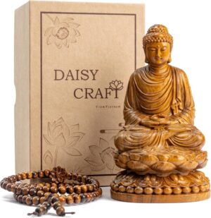 Wooden Buddha Shakyamuni Statue - Meditation Accessories, Feng Shui Decor, Zen Spiritual Gifts, Home and Altar Decoration, Buddha Room and Indoor Decor