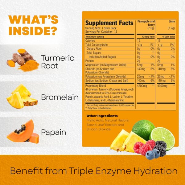 BALA Enzyme Hydration & Sugar-Free Electrolyte Drink Mix - Turmeric, Bromelain, Papain - Recovery, Immunity, Mobility - Variety Pack 0.25oz (12 Count)