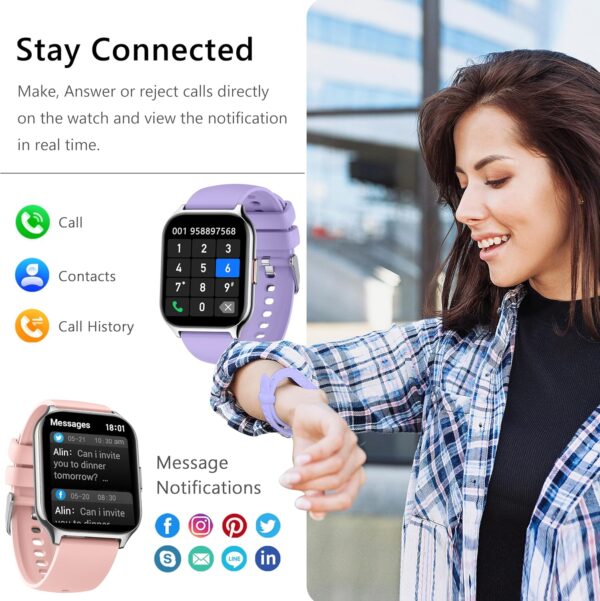 Smart Watch for Women Men(Dial/Answer Calls), 2.0" Fitness Tracker Watch with Heart Rate/Blood Pressure/Blood Oxygen Monitor for Android iOS