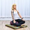 Leewadee Meditation Cushion Set – 1 Round Zafu Meditation Pillow and 1 Square Roll-Up Zabuton Meditation Mat, Pillows Bundle Filled with Kapok