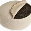 Organic Round Meditation Cushion by renoo - Durable Comfortable Cotton, Linen, Hemp - Modern Zafu - Buckwheat Floor Pillow Yoga Bolster in 15 Colors Removable Cover - 15 inches - Vanilla