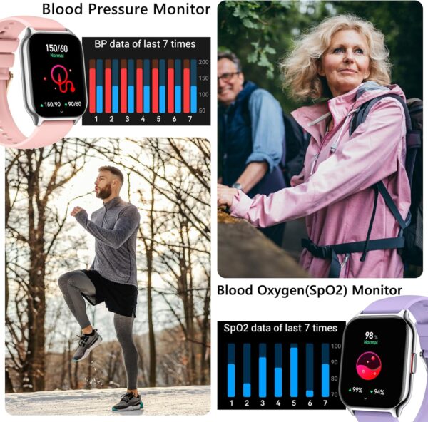 Smart Watch for Women Men(Dial/Answer Calls), 2.0" Fitness Tracker Watch with Heart Rate/Blood Pressure/Blood Oxygen Monitor for Android iOS
