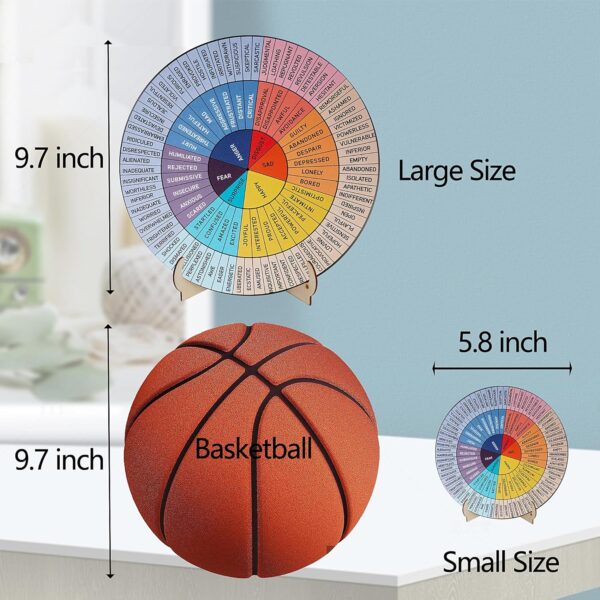 Feelings Wheel Therapy Office Decor, 5.8 Inches Diameter Double Sided Mental Health Decor Emotion Wheel with Stand, Wooden Coping Wheel Chart Gifts for School, Therapy Office, 2025 Upgrade