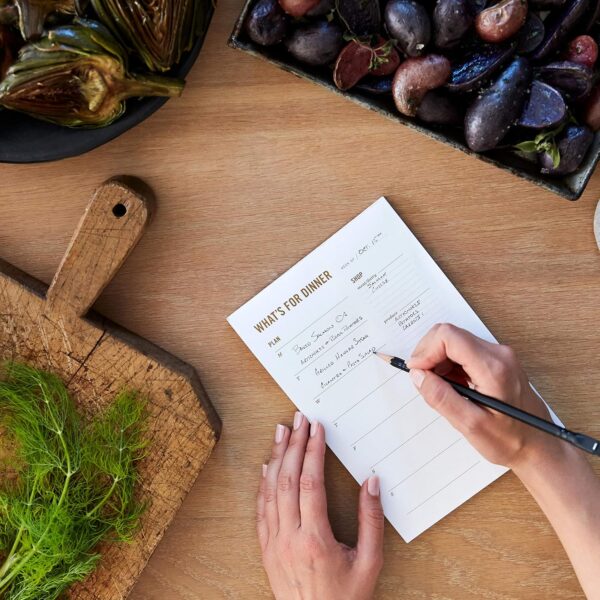 Two Tumbleweeds Meal Planning Notepad - What's for Dinner Weekly Meal Planner and Grocery List Magnet Pad with Tear-Off Shopping List - Family Dinner Menu for Fridge & Meal Prep - 6x9” - 50 Sheets