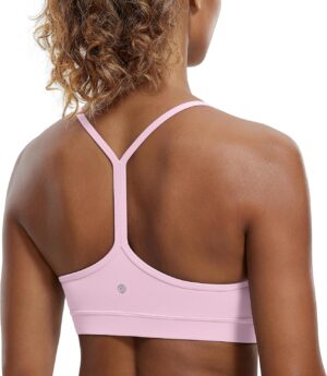 CRZ YOGA Butterluxe Womens Y Back Sports Bra - Padded Racerback Low Impact Spaghetti Thin Strap Workout Yoga Top