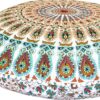 32" Peacock Mandala Bohemian Yoga Meditation Floor Pillow Cover Comfortable Home Car Bed Sofa Cushion Couch Seating Large Zipped Throw (32 inches, White Multi)