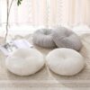 Floor Pillow Meditation Cushion Round Large Floor Pillows Seating for Adults, Velvet Thick Floor Cushions for Yoga Living Room Balcony Outdoor Tatami 18inches（Beige）