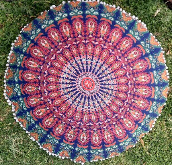 INDIAN CRAFT CASTLE ICC 32 Inch Floor Pillows & Cushion Covers Decorative Hippie Mandala Pouf Pillow Covers Seating Meditation Cushion Cover Bohemian Large Boho Ottoman Case Pillowcase Couch Round