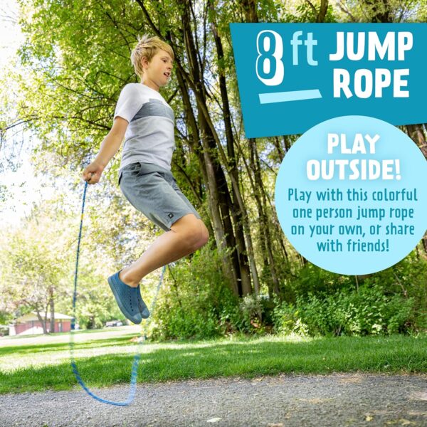 Just Jump It 8' Foot Single Jump Rope for Kids Women and Men - Active Outdoor Youth Fitness Excersing Equipment - Braided Nylon Gym Accessories