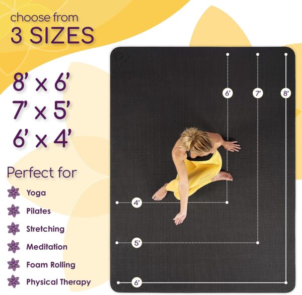 Large Yoga Mat 7'x5'x8mm Extra Thick, Durable, Eco-Friendly, Non-Slip & Odorless Barefoot Exercise and Premium Fitness Home Gym Flooring Mat by ActiveGear