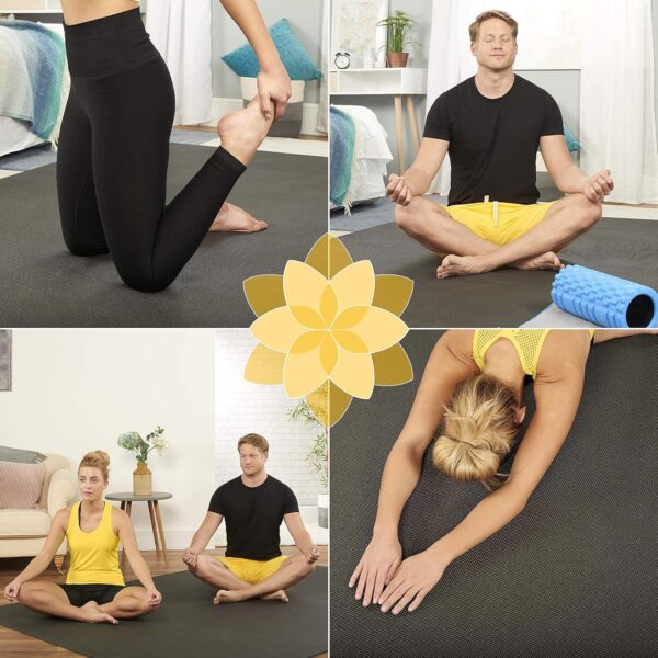 Large Yoga Mat 7'x5'x8mm Extra Thick, Durable, Eco-Friendly, Non-Slip & Odorless Barefoot Exercise and Premium Fitness Home Gym Flooring Mat by ActiveGear