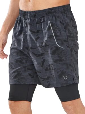 NORTHYARD Men's Workout Shorts 2 in 1 with Zipper Pockets Gym Running Athletic Shorts for Men