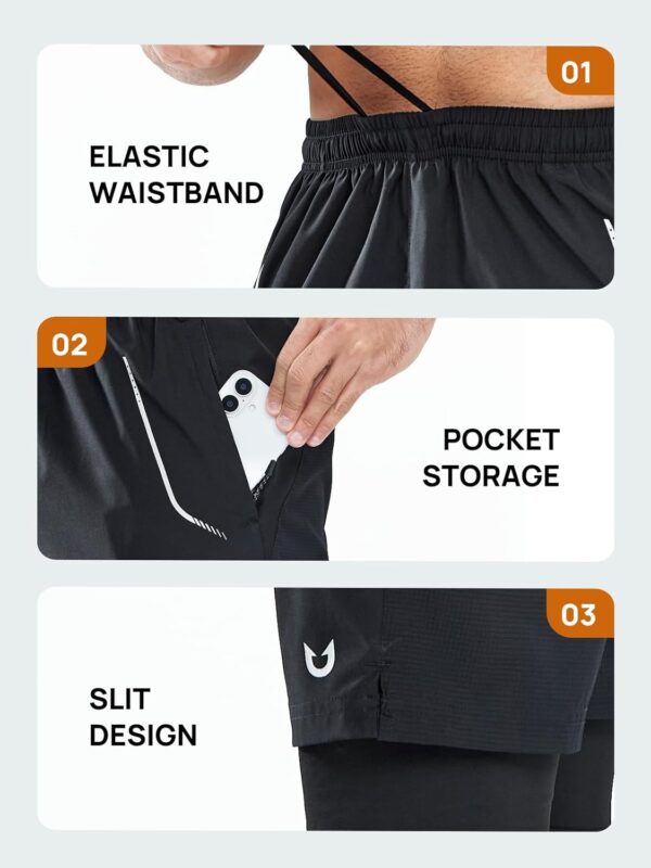 NORTHYARD Men's Workout Shorts 2 in 1 with Zipper Pockets Gym Running Athletic Shorts for Men