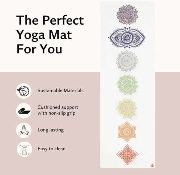 TPE Yoga Mat - Artist Designed, Premium eco friendly mats, Non Slip, Non toxic, Great For Regular & Hot Yoga, Pilates and Workouts (72 inch x 24 inch x 6mm thick)