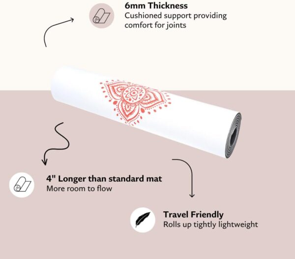 TPE Yoga Mat - Artist Designed, Premium eco friendly mats, Non Slip, Non toxic, Great For Regular & Hot Yoga, Pilates and Workouts (72 inch x 24 inch x 6mm thick)