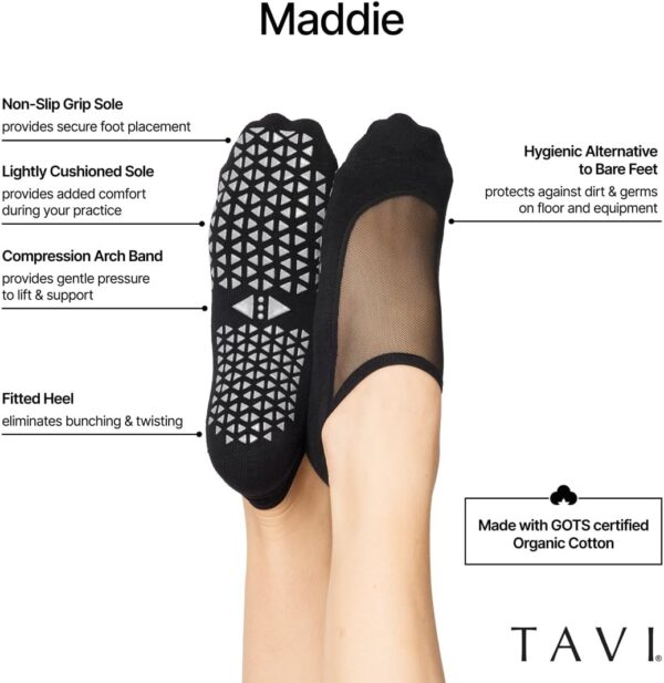 TAVI Women’s Maddie Grip Socks - Non-Slip Pilates Socks with Grips for Women, Yoga Socks, Barre Socks