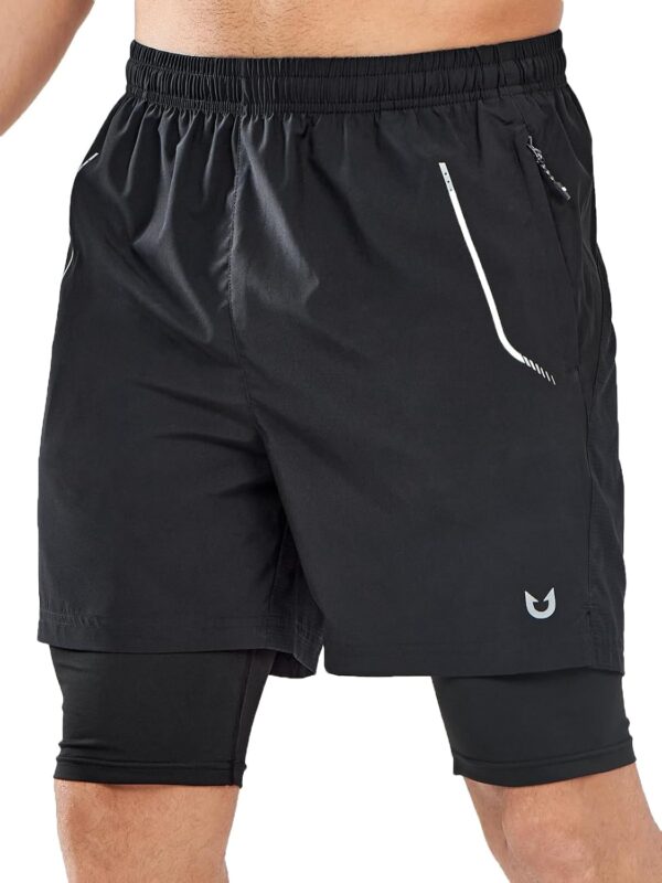 NORTHYARD Men's Workout Shorts 2 in 1 with Zipper Pockets Gym Running Athletic Shorts for Men