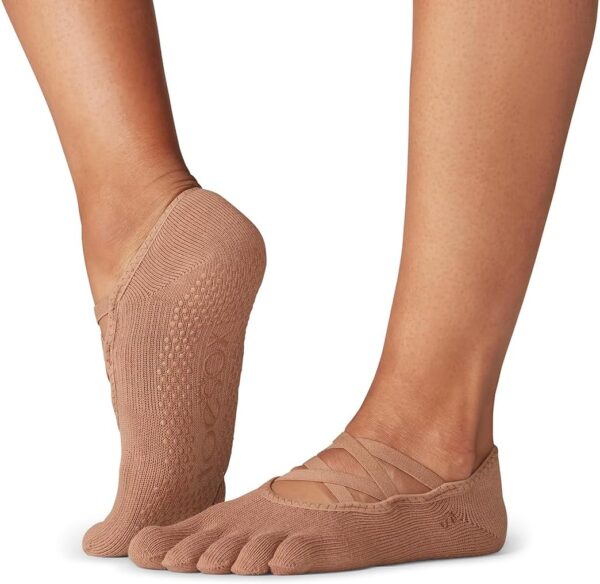 toesox Women’s Elle Full Toe Grip Socks – Non-Slip Pilates Socks, Barre & Yoga Socks with Grips, Ballet Toe Socks