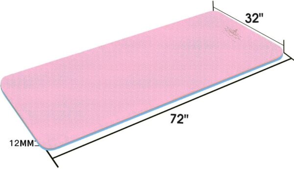 Hatha Yoga Extra Thick TPE Yoga Mat - 72"x 32" Thickness 1/2 Inch -Eco Friendly SGS Certified - With High Density Anti-Tear Exercise Bolster For Home Gym Travel & Floor Outside