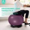 EasyBalance Exercise Ball, Yoga Ball, with Base & Pump Set, 65cm, Amethyst Purple