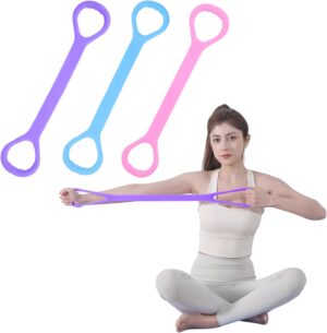 Figure 8 Fitness Resistance Band, Elastic Bands for Working Out,Arm,Back Training Exercise Band, Exercise Equipment for Yoga, Pilates,Physical Therapy（3 Pack）