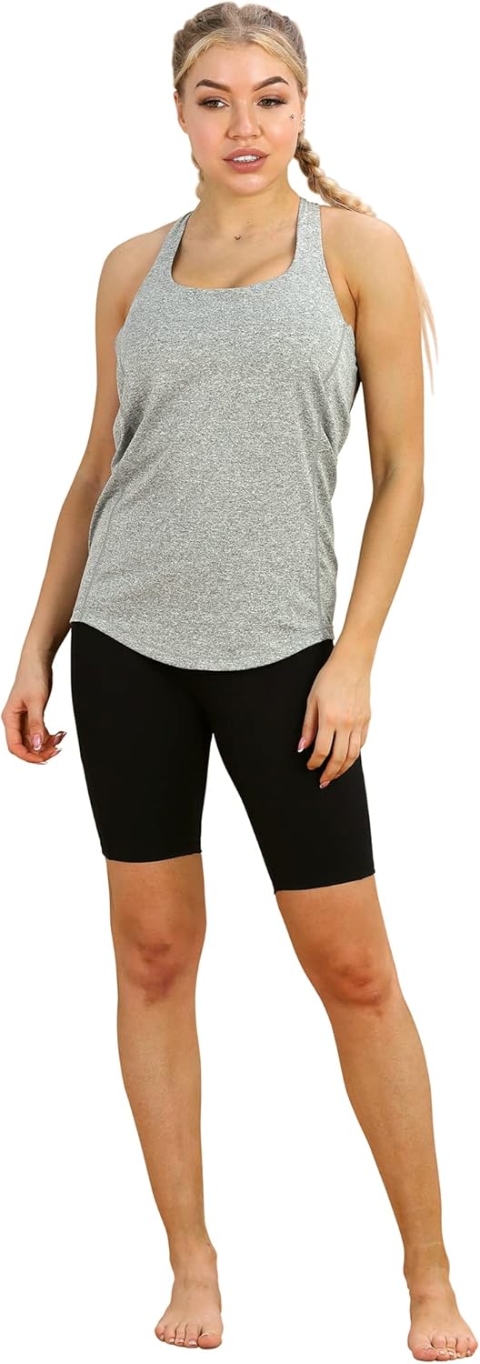 icyzone Women's Open Back Workout Athletic Yoga Tank Tops with Built in Bra