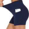 THE GYM PEOPLE High Waist Yoga Shorts for Women's Tummy Control Fitness Athletic Workout Running Shorts with Deep Pockets