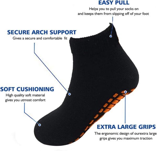 Ehdching 7/12 Pairs Pilate Anti Skid Trampoline Socks with Grips Non Slip Cotton Floor Yoga Socks for Kids/Men/Women