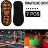 Ehdching 7/12 Pairs Pilate Anti Skid Trampoline Socks with Grips Non Slip Cotton Floor Yoga Socks for Kids/Men/Women