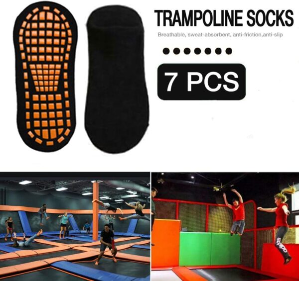 Ehdching 7/12 Pairs Pilate Anti Skid Trampoline Socks with Grips Non Slip Cotton Floor Yoga Socks for Kids/Men/Women