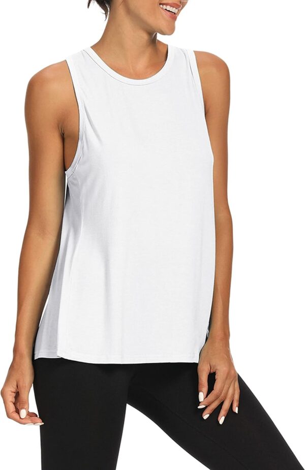 Bestisun Workout Tops Open Back Shirts Gym Athletic Clothes Tie Back Musle Tank for Women
