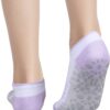 YUEDGE Yoga Pilates Socks for Women Size 6-11, Non Slip Breathable Cushioned White Cotton Ankle Grip Socks
