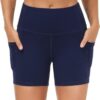 THE GYM PEOPLE High Waist Yoga Shorts for Women's Tummy Control Fitness Athletic Workout Running Shorts with Deep Pockets